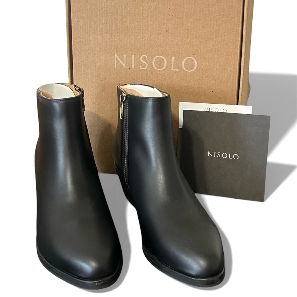 Nisolo Marisa Inside Zip Boot Women Black Leather Ankle Boot Size 7.5 US